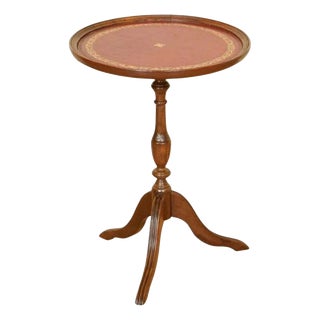 Victorian Side Table with Red Leather Embossed Top For Sale