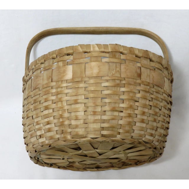 Antique Maine Penobscot Indian Hand Woven Handled Basket For Sale In Boston - Image 6 of 13