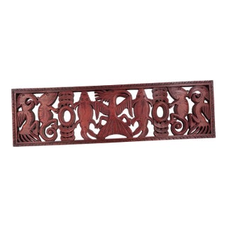 Vintage Animalia Hand Carved Wooden Wall Art For Sale
