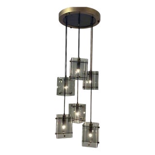 1960s Italian Six Light Pendant Chandelier For Sale