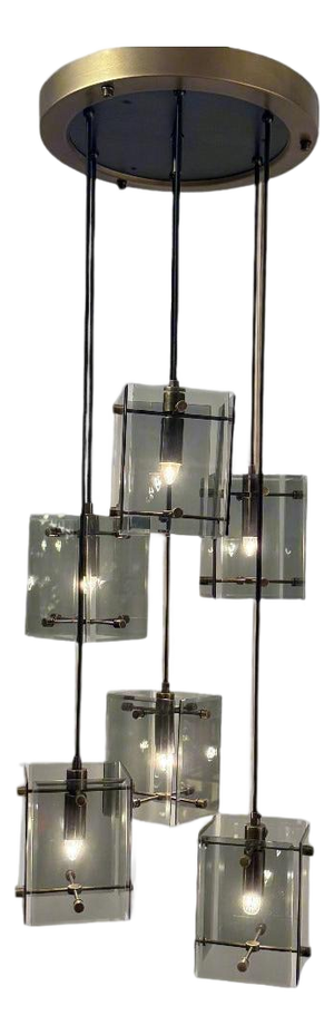 1960s Italian Six Light Pendant Chandelier