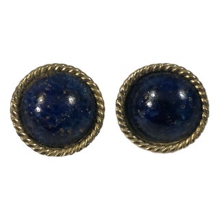 1970s Donald Stannard Lapis Lazulli Clip on Earrings, Pair For Sale