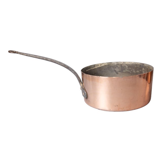 Large Antique French Copper Saucepan Pot For Sale