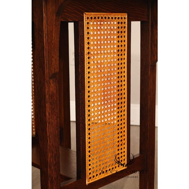 Mission Antique Stickley Brothers Arts & Crafts Oak Side Table With Cane Panels For Sale - Image 3 of 18