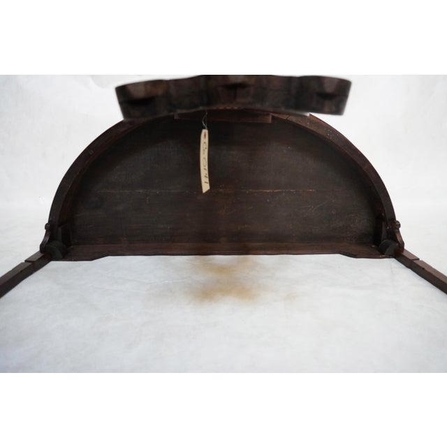 Brown Mid 20th Century Pair of Demilune Consoles With Harp / Lyre Detail For Sale - Image 8 of 18