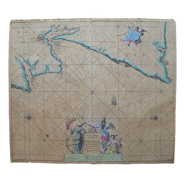 Hand-Colored Nautical Chart of Portugal by Johannes Van Keulen, 1690 For Sale