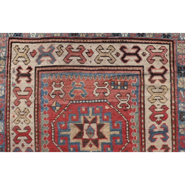 Antique Caucasian Kazak Rug With Sub-Geometric Medallion's Design For Sale - Image 10 of 10