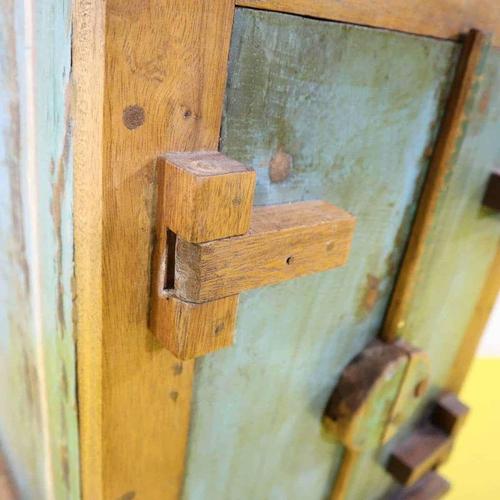 Green Wooden Bookcase with Glass Door and Painted Boat Section For Sale - Image 8 of 18