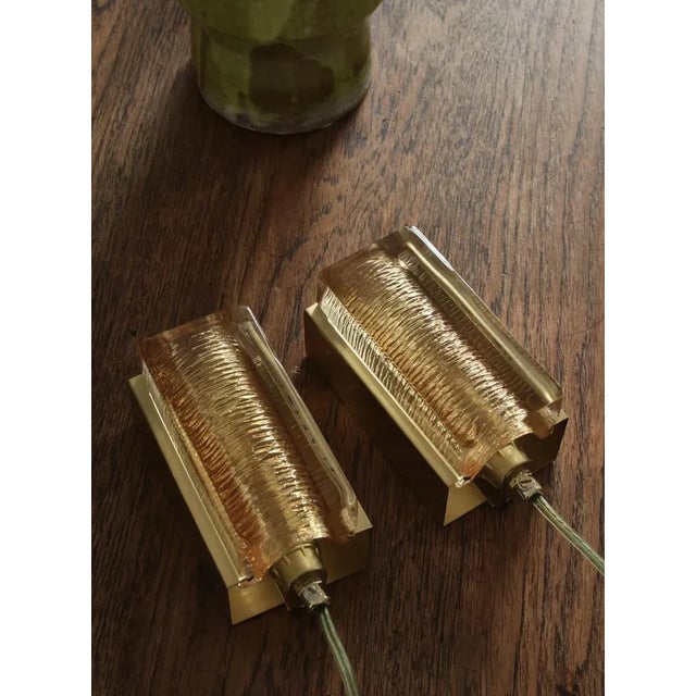 Gold Modern Aladdin in Brass and Glass Danish Vitrika Wall Sconces, 1970s, Set of 2 For Sale - Image 8 of 10