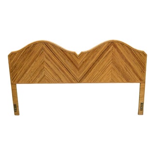 King Size Split Reed Rattan Headboard in the Style of Gabriella Crespi For Sale