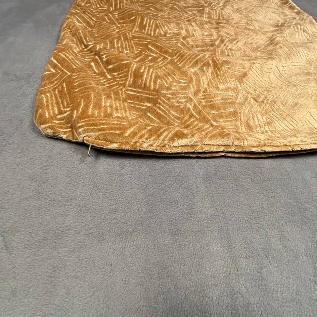 Gold Velvet Geometric Abstract Throw Accent Pillow Cover 22.5x22.5 Made in Usa For Sale - Image 4 of 6