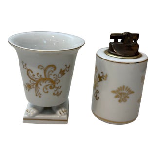 Vintage Andrea by Sadek Hand-Painted Porcelain Tobacco Set Ornate Japanese Collectable For Sale