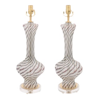 Pair of Swirled Italian Art Glass Lamps, 1960s Italy For Sale