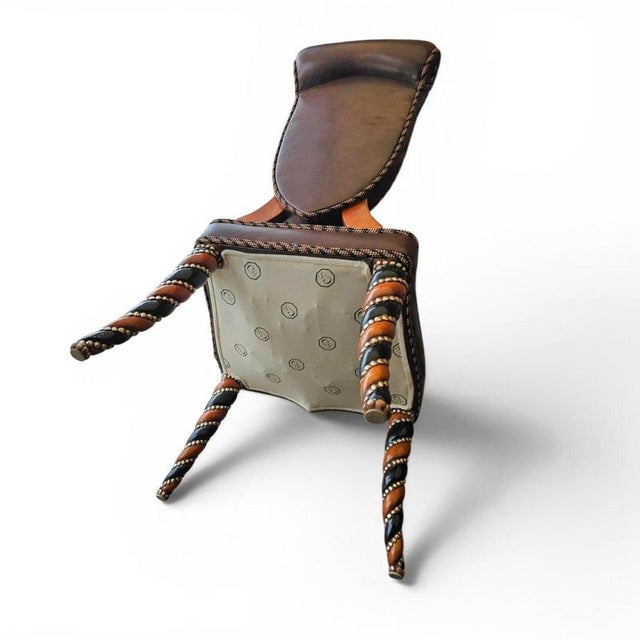 Animal Skin Vintage Leather Chairs, 1980s, Set of 4 For Sale - Image 7 of 16