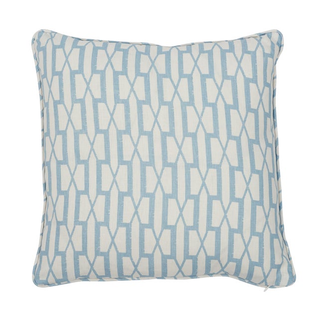 Contemporary Schumacher X Veere Grenney Belvedere Pillow in Sky For Sale
