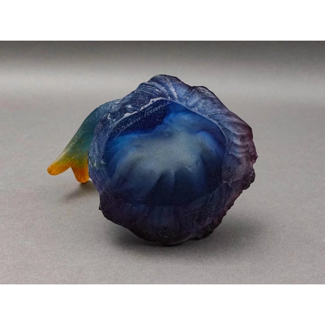 Glass Mid 20th Century Daum France Signed Pate De Verre Fish Koi Art Glass Bowl Trinket Dish For Sale - Image 7 of 9