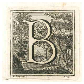 Luigi Vanvitelli, Letter of the Alphabet B, Etching, 18th Century For Sale