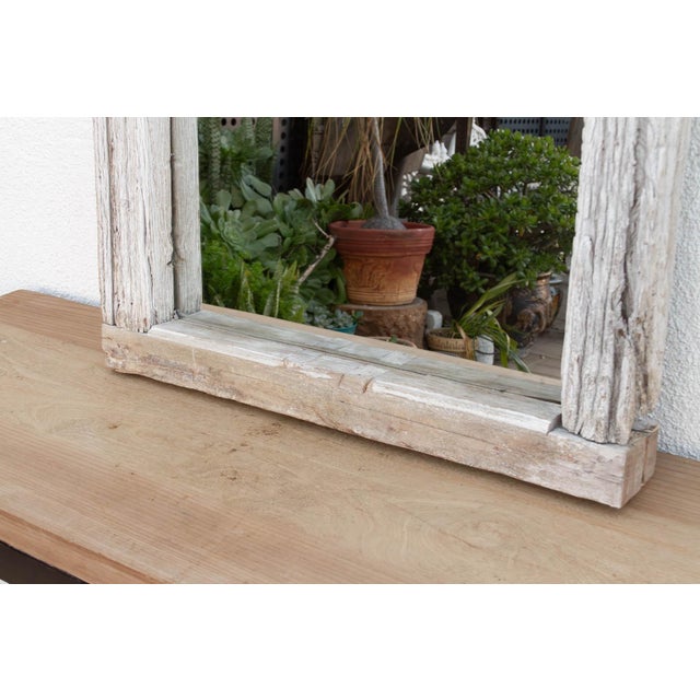 Rustic Antique Wabi Sabi Weathered Teak Mirror For Sale - Image 3 of 7