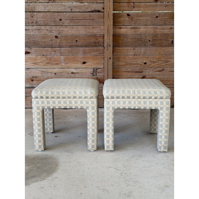 Pair of Vintage Billy Baldwin Attributed Upholstered Parsons Ottomans For Sale - Image 11 of 12