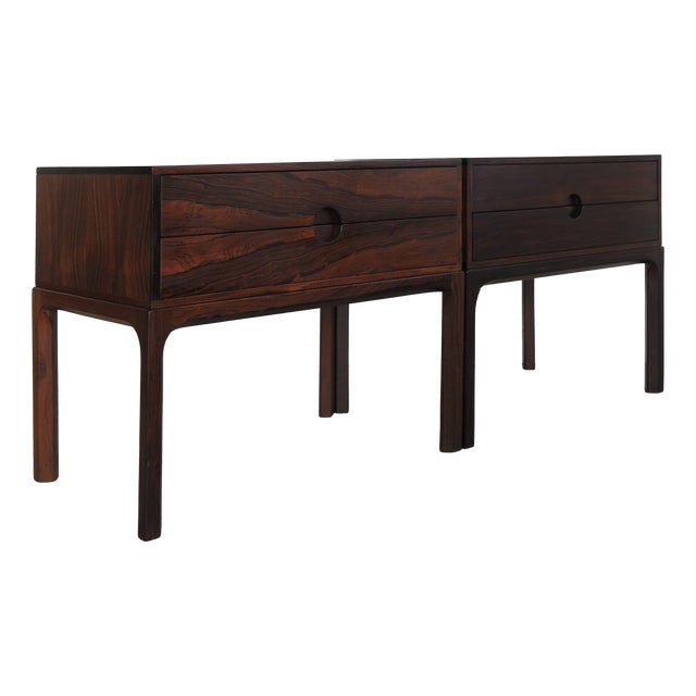 Scandinavian Dark Wood Bedside Tables by Kai Kristiansen for Aksel Kjiersgaard, Denmark, 1960s, Set of 2 For Sale