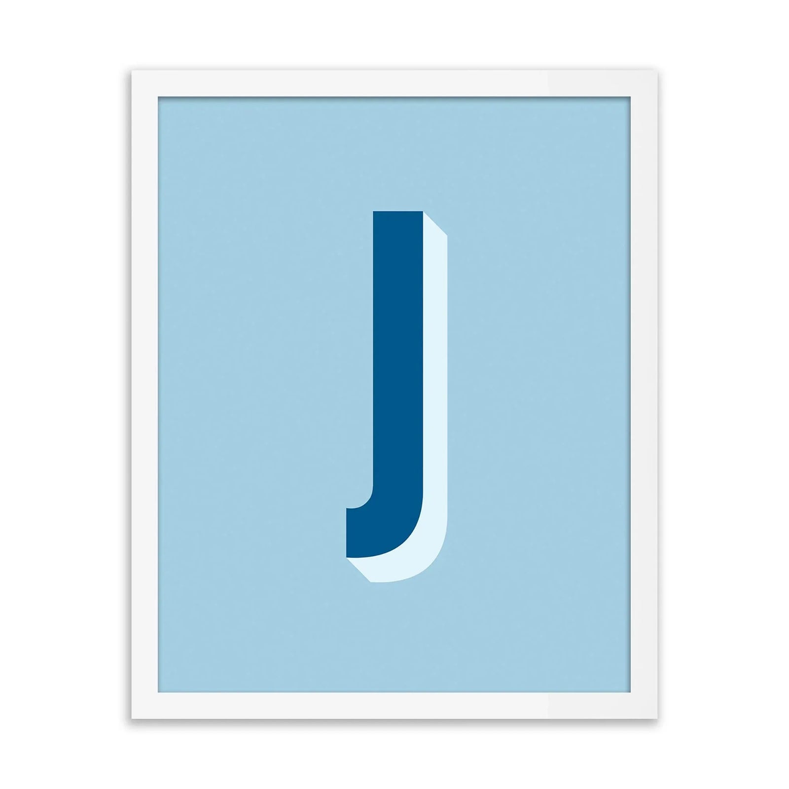 Alphabet Series in Blue, Letter J by Pencil & Paper in White Frame, XS ...