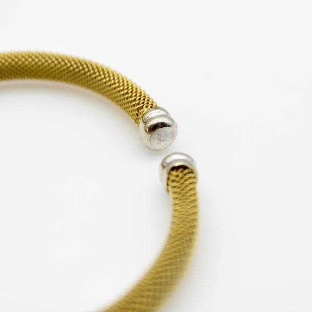 Vintage 14k Gold Woven Cuff Bracelet With Diamond X Details For Sale In Los Angeles - Image 6 of 11