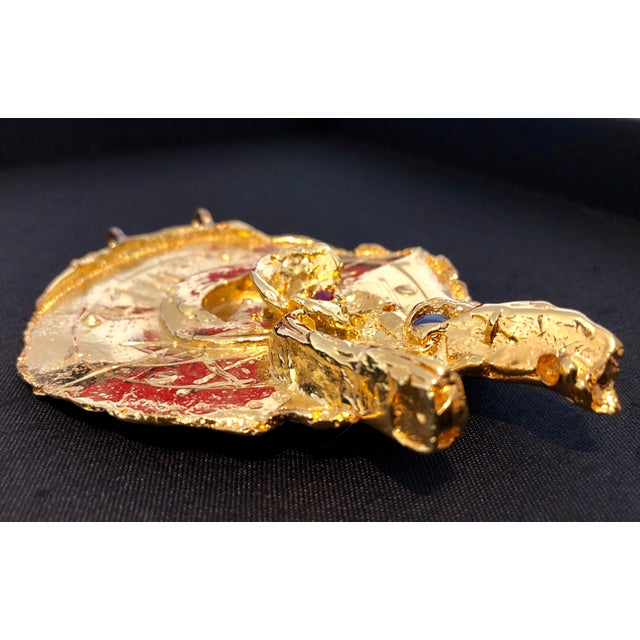 Surrealism Igael Tumarkin, Gold Gilt Bronze Sculpture Pendant Art Israeli Tumarkin Abstract Surrealist, c.1960s-1970s For Sale - Image 3 of 13