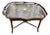 Antique Hand Painted Signed English Hand Painted Tole Tray Top Coffee Table For Sale