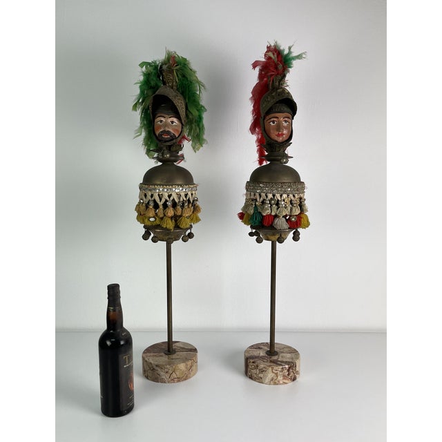 1940s Sicilian Paladin Heads with Marble Bases, 1940s, Set of 2 For Sale - Image 5 of 18