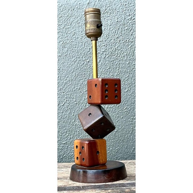 Vintage Wood Dice Desk Lamp For Sale - Image 10 of 12