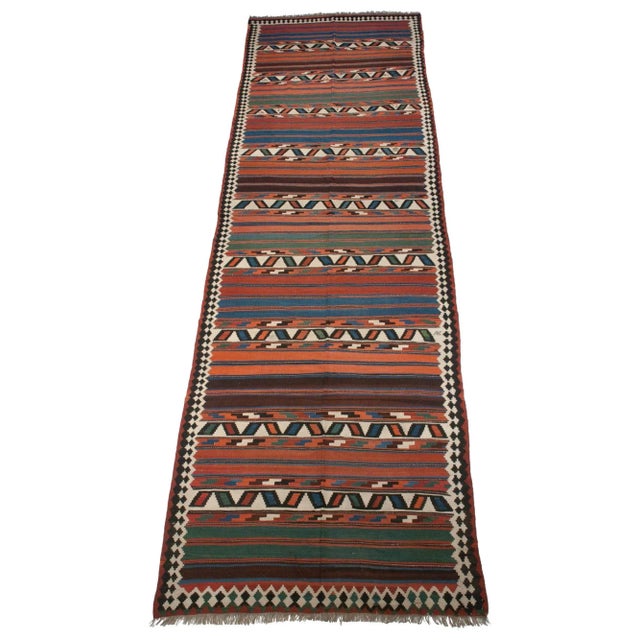 Rustic Antique Persian Kilim Rug - 6' X 20' For Sale - Image 3 of 5