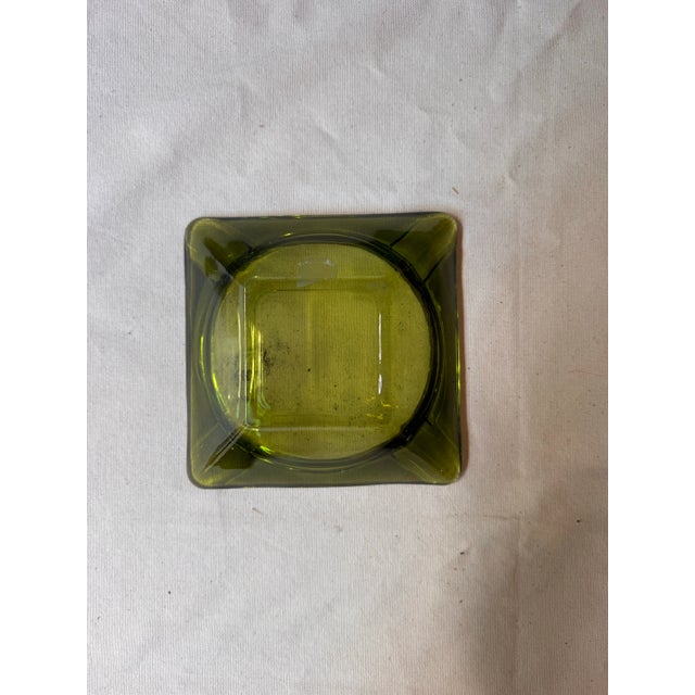 Mid-Century Modern Pair of Vintage Green Glass Ashtrays For Sale - Image 3 of 12