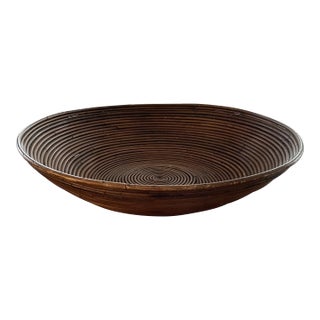 1970’s Large 20" Crespi Style Pencil Reed Footed Bowl For Sale