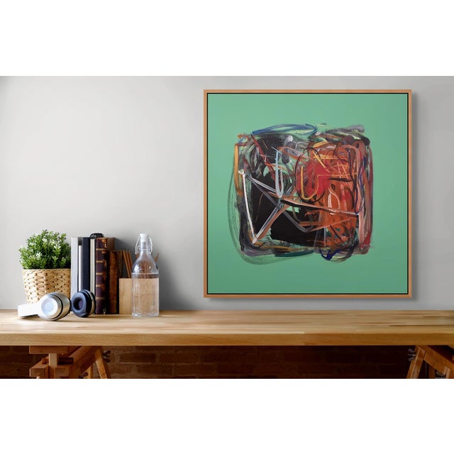 Abstract Contemporary Abstract Acrylic on Canvas Painting “Vert 2” by Frédéric Prat For Sale - Image 3 of 4