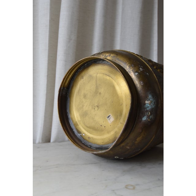 Vintage Large Brass Lionhead Ice Bucket + Planter For Sale In Milwaukee - Image 6 of 6
