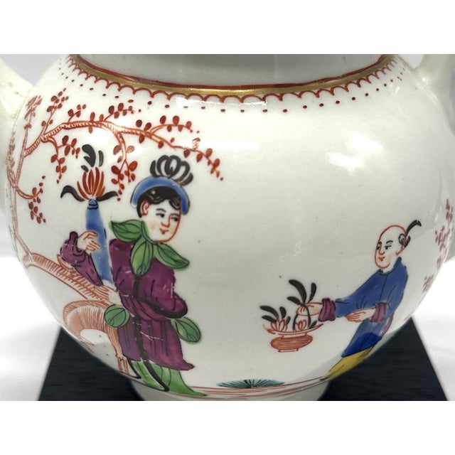 White Antique 18th C. First Period Worcester Mandarin Pattern Teapot For Sale - Image 8 of 17