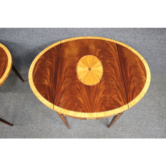 Councill Craftsman Federal Style Inlaid Pembroke Side Tables For Sale - Image 12 of 12