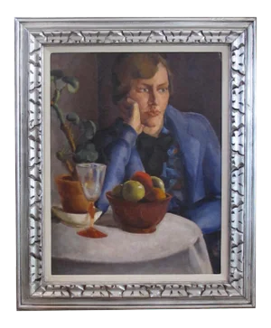 Art Deco "Seated Woman" Rendered Continental Oil Painting on Board