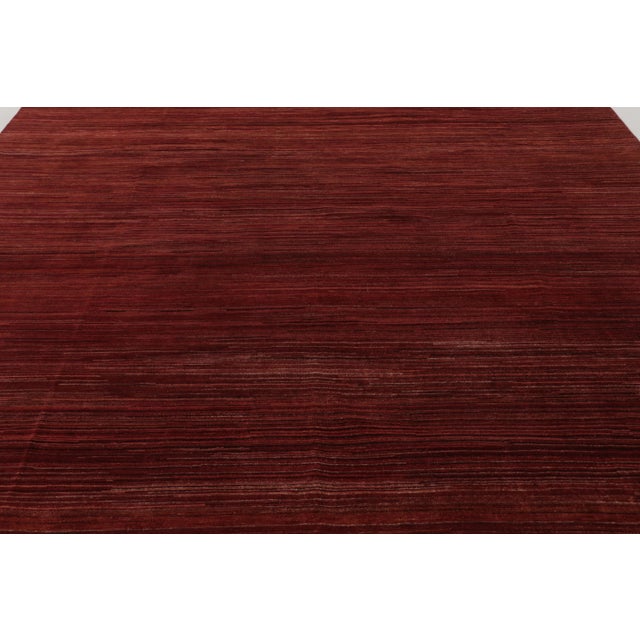 Traditional Rug & Kilim’s Modern Textural Rug, Rich Burgundy Red Tone-on-Tone Striae For Sale - Image 3 of 8