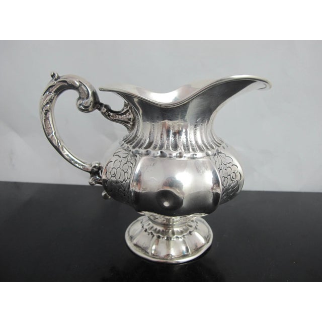 Vintage Italian 800 Floral Engraved Silver Coffee & Tea Creamer Sugar Set For Sale In Portland, OR - Image 6 of 13
