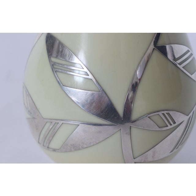 Friedrich Wilhelm Spahr Floral Silver Overlay Porcelain Vase, 1940's For Sale - Image 9 of 12