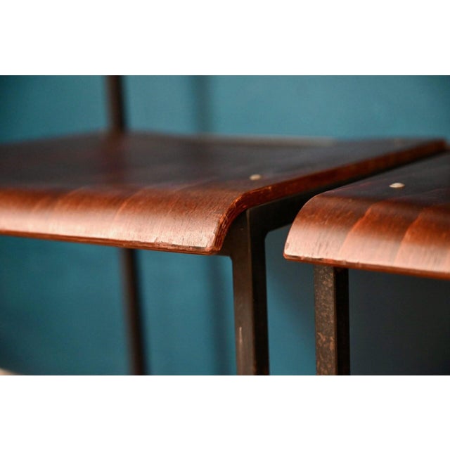 Modernist Minimalist Stackable Tubular Chairs with Wooden Legs from Hiller, 1970s, Set of 4 For Sale - Image 13 of 18