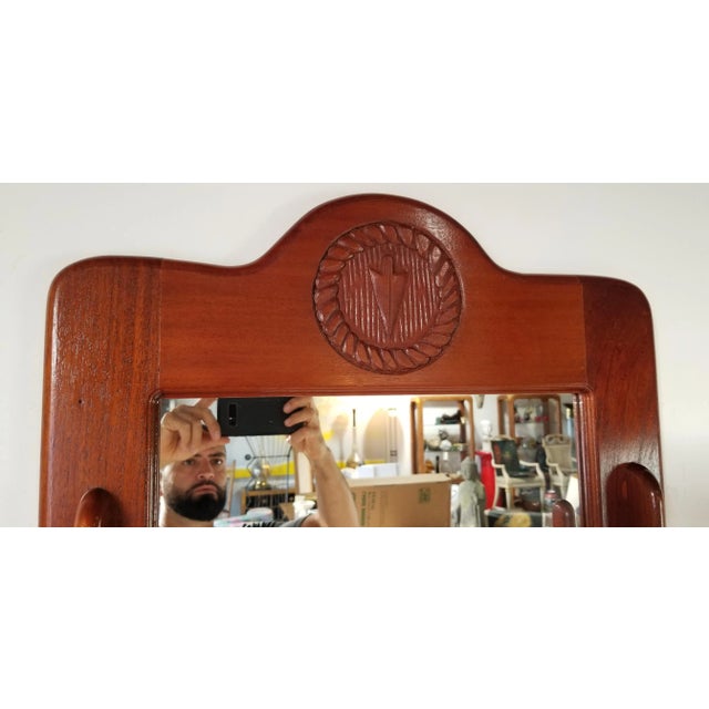1980s Vintage Handmade Carved Wood Wall Mirror/ Sold For Sale - Image 5 of 11