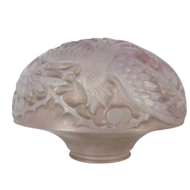 1920s 20s Art Glass Frosted Pink Cockatiel Globe Shade . Consolidated Lamp and Glass . Phoenix Glass . Art Deco For Sale - Image 5 of 9