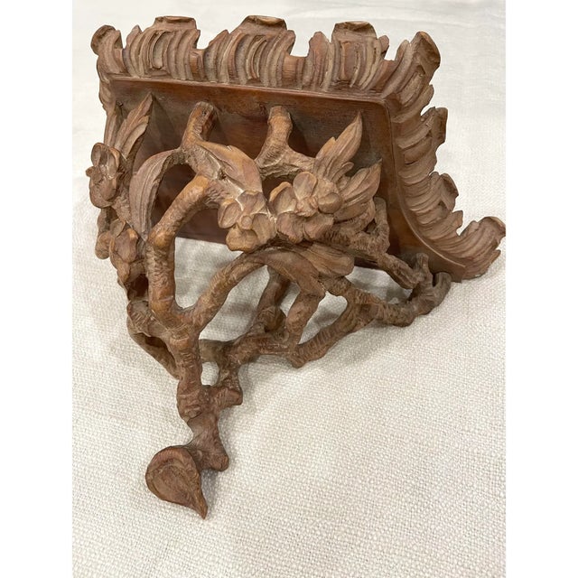 Vintage Carved Faux Bois Floral Wall Shelves For Sale - Image 4 of 10