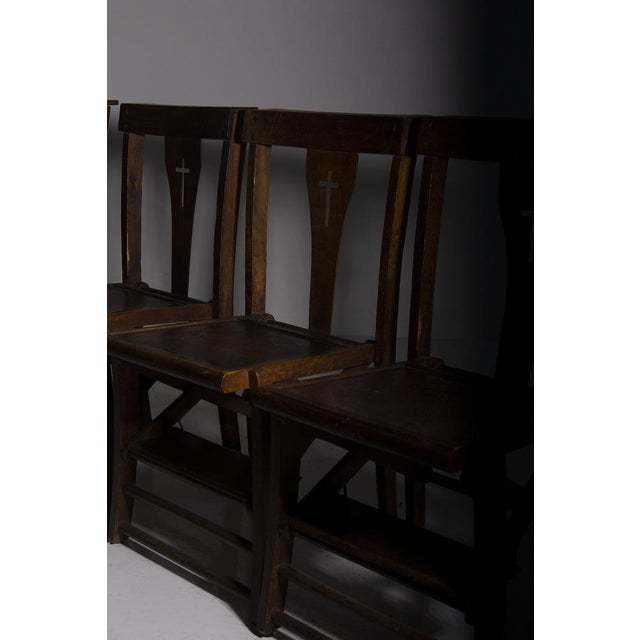 Vintage Italian Ecclesiastical Chairs with Kneeler, 1940s, Set of 4 For Sale - Image 13 of 17