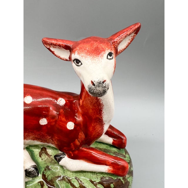 Antique Staffordshire Recumbent Deer Figurine — 1820s Mold, Possibly Earlier Example — English Country / Cottagecore For Sale - Image 9 of 9