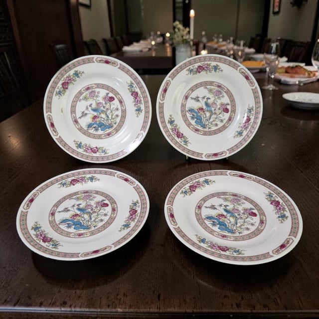 This product is a set of four vintage dessert plates with a charming bird and floral pattern in a chinoiserie style. Made...