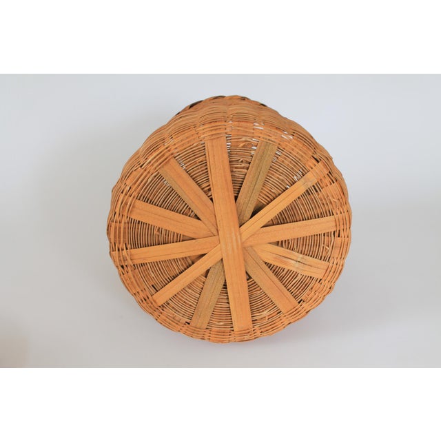 Brown Vintage Lidded Woven Wicker Basket For Sale - Image 8 of 10