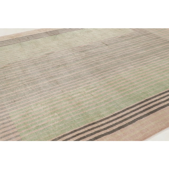 Rug & Kilim Contemporary Art Deco Style Geometric Mint Green Wool Rug by Rug & Kilim, India For Sale - Image 4 of 10